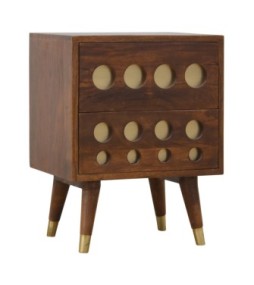 Table de chevet en laiton ajouré couleur châtaigne