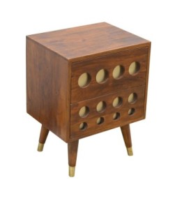 Table de chevet en laiton ajouré couleur châtaigne