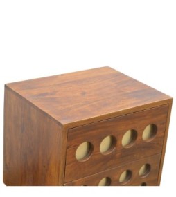 Table de chevet en laiton ajouré couleur châtaigne