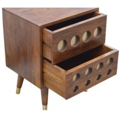 Table de chevet en laiton ajouré couleur châtaigne