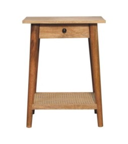 Woven Solid Wood End Table