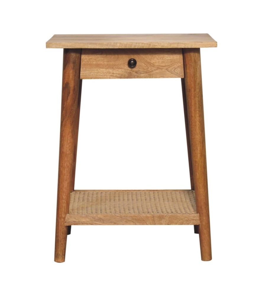 Woven Solid Wood End Table