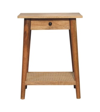 Woven Solid Wood End Table