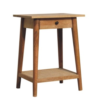 Woven Solid Wood End Table