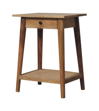 Woven Solid Wood End Table