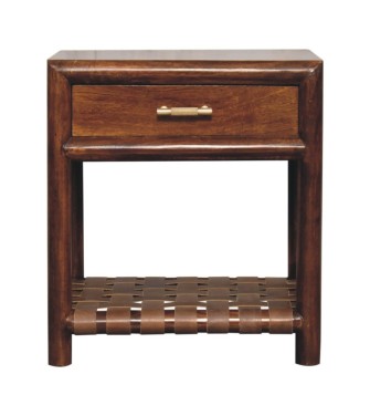 Table de chevet Regency à étagère tressée