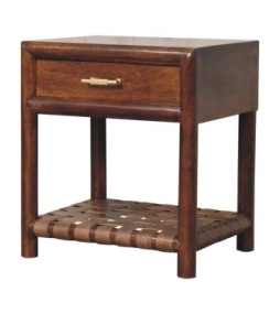 Table de chevet Regency à étagère tressée