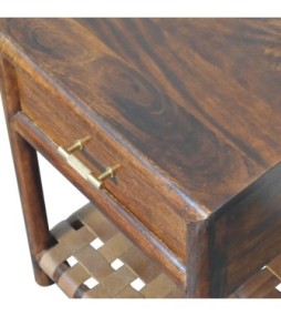 Table de chevet Regency à étagère tressée