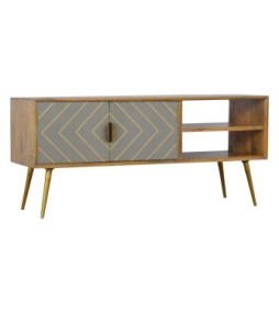 Sleek Cement Brass Inlay Media Unit