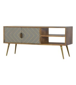 Sleek Cement Brass Inlay Media Unit