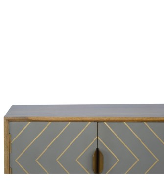 Sleek Cement Brass Inlay Media Unit