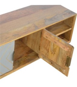 Sleek Cement Brass Inlay Media Unit
