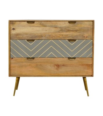 Sleek Cement Brass Inlay Chest