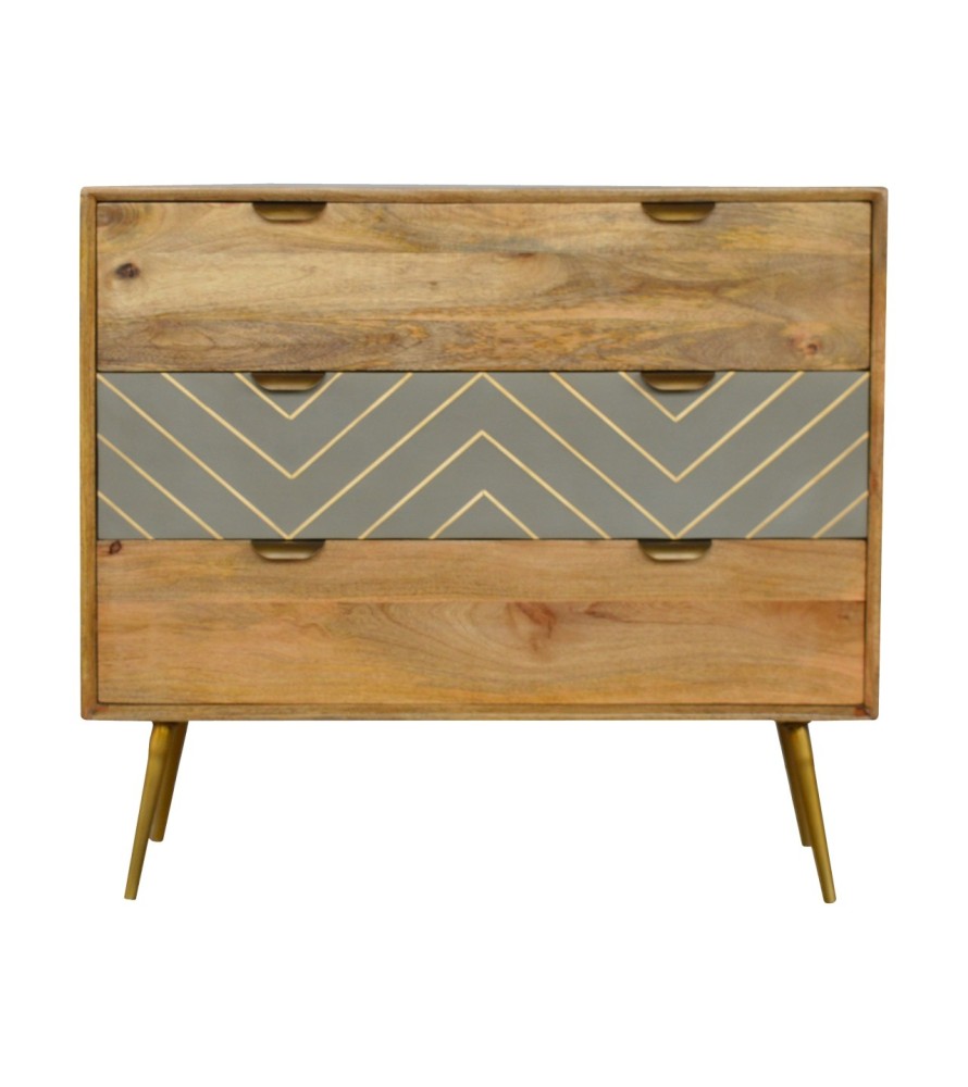 Sleek Cement Brass Inlay Chest