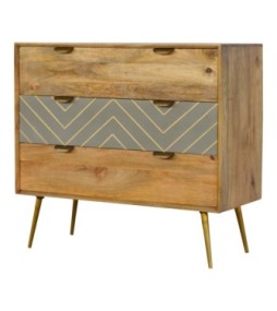 Sleek Cement Brass Inlay Chest