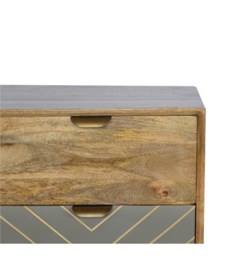 Sleek Cement Brass Inlay Chest
