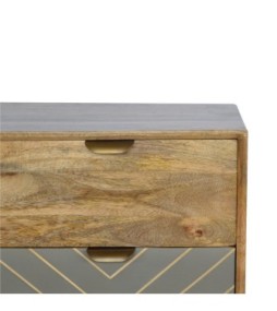 Sleek Cement Brass Inlay Chest