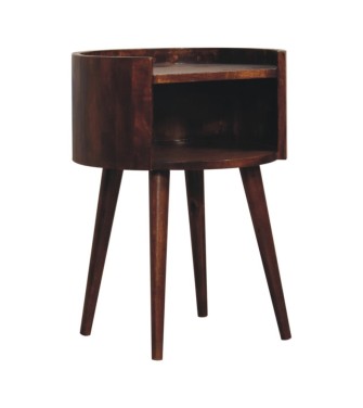 Table de chevet ronde finition châtaigne à fente ouverte