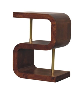 Table de chevet en laiton en forme de S