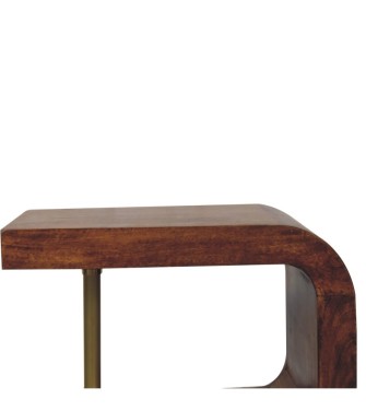 Table de chevet en laiton en forme de S