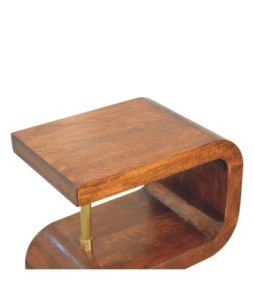 Table de chevet en laiton en forme de S