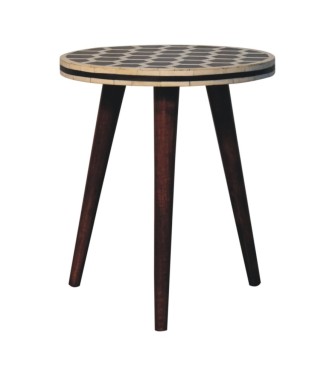 Bone Inlay Tripod Stool With Honey Caramel Finish