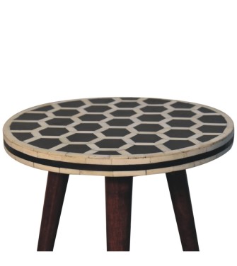 Bone Inlay Tripod Stool With Honey Caramel Finish