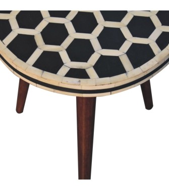 Bone Inlay Tripod Stool With Honey Caramel Finish