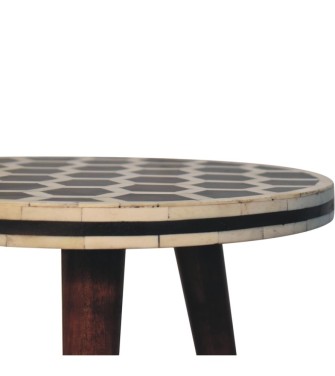 Bone Inlay Tripod Stool With Honey Caramel Finish