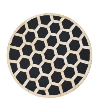 Bone Inlay Tripod Stool With Honey Caramel Finish