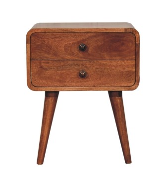 Table de chevet incurvée couleur miel caramel