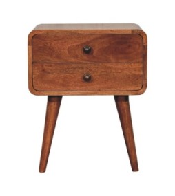 Table de chevet incurvée couleur miel caramel