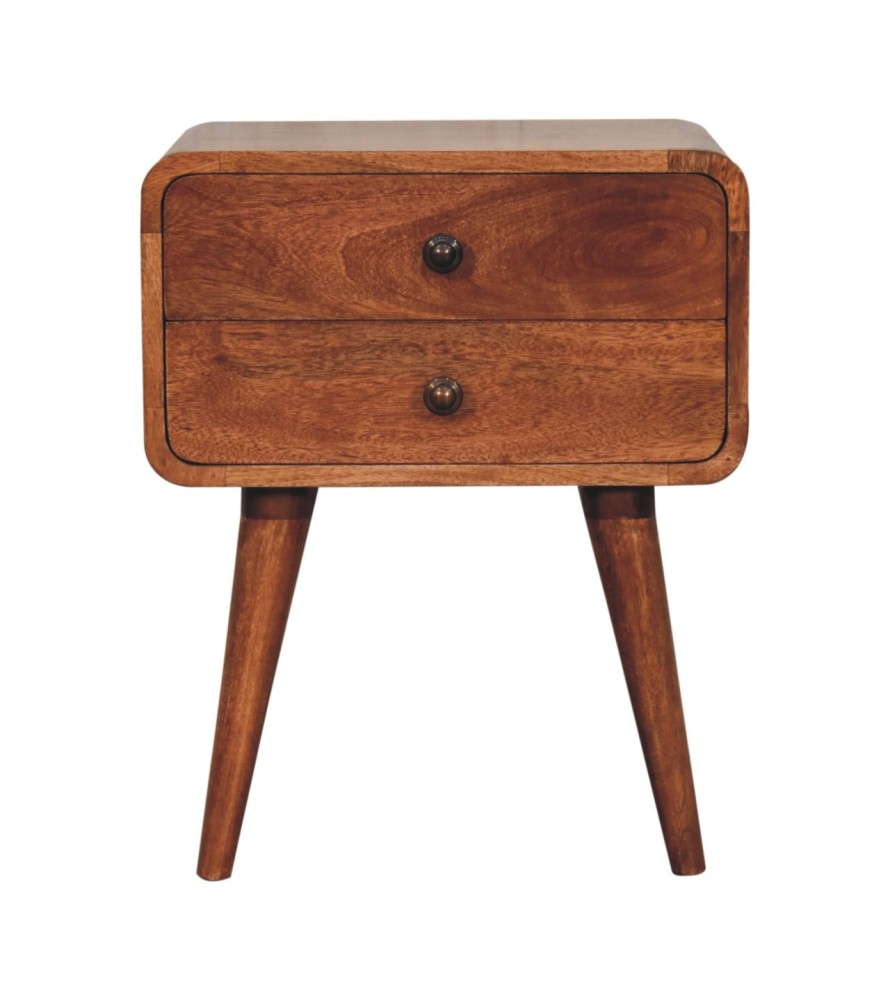 Table de chevet incurvée couleur miel caramel