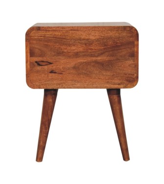 Table de chevet incurvée couleur miel caramel