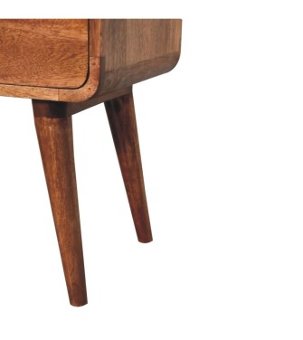 Table de chevet incurvée couleur miel caramel
