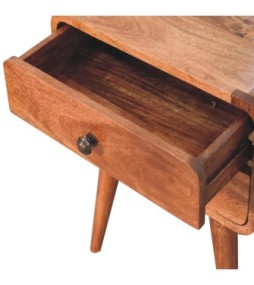Table de chevet incurvée couleur miel caramel
