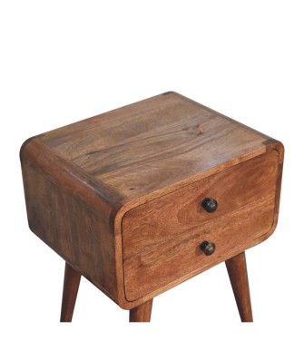 Table de chevet incurvée couleur miel caramel