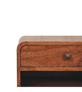 Table de chevet murale incurvée couleur miel caramel avec fente ouverte