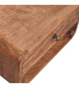 Table de chevet murale incurvée couleur miel caramel avec fente ouverte