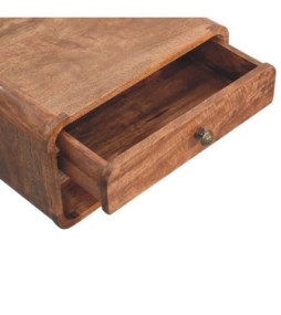 Table de chevet murale incurvée couleur miel caramel avec fente ouverte