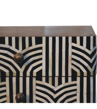 Table de chevet Edessa couleur miel caramel avec incrustations d'os