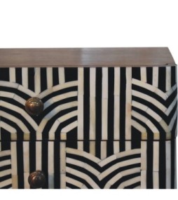 Table de chevet Edessa couleur miel caramel avec incrustations d'os