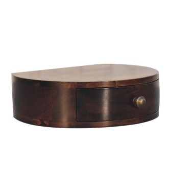 Table de chevet murale arrondie finition noyer de Californie