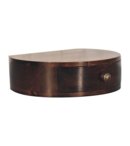 Table de chevet murale arrondie finition noyer de Californie