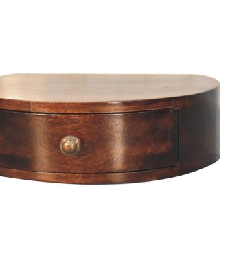 Table de chevet murale arrondie finition noyer de Californie