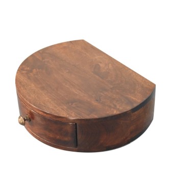 Table de chevet murale arrondie finition noyer de Californie