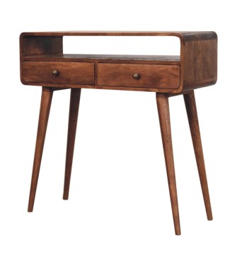Curved Honey Caramel Console Table