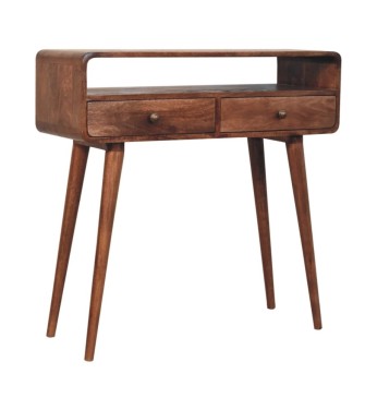 Curved Honey Caramel Console Table