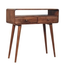 Curved Honey Caramel Console Table