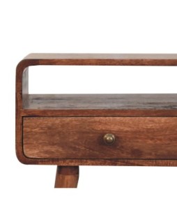 Curved Honey Caramel Console Table